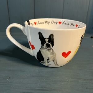 New Charming Dog Design Ceramic Mug with Red Hearts